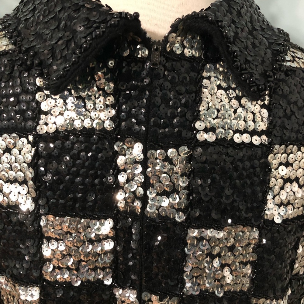 Vintage Sleeveless Sequin Checkered Top Size Small-Medium - Picture 6 of 9